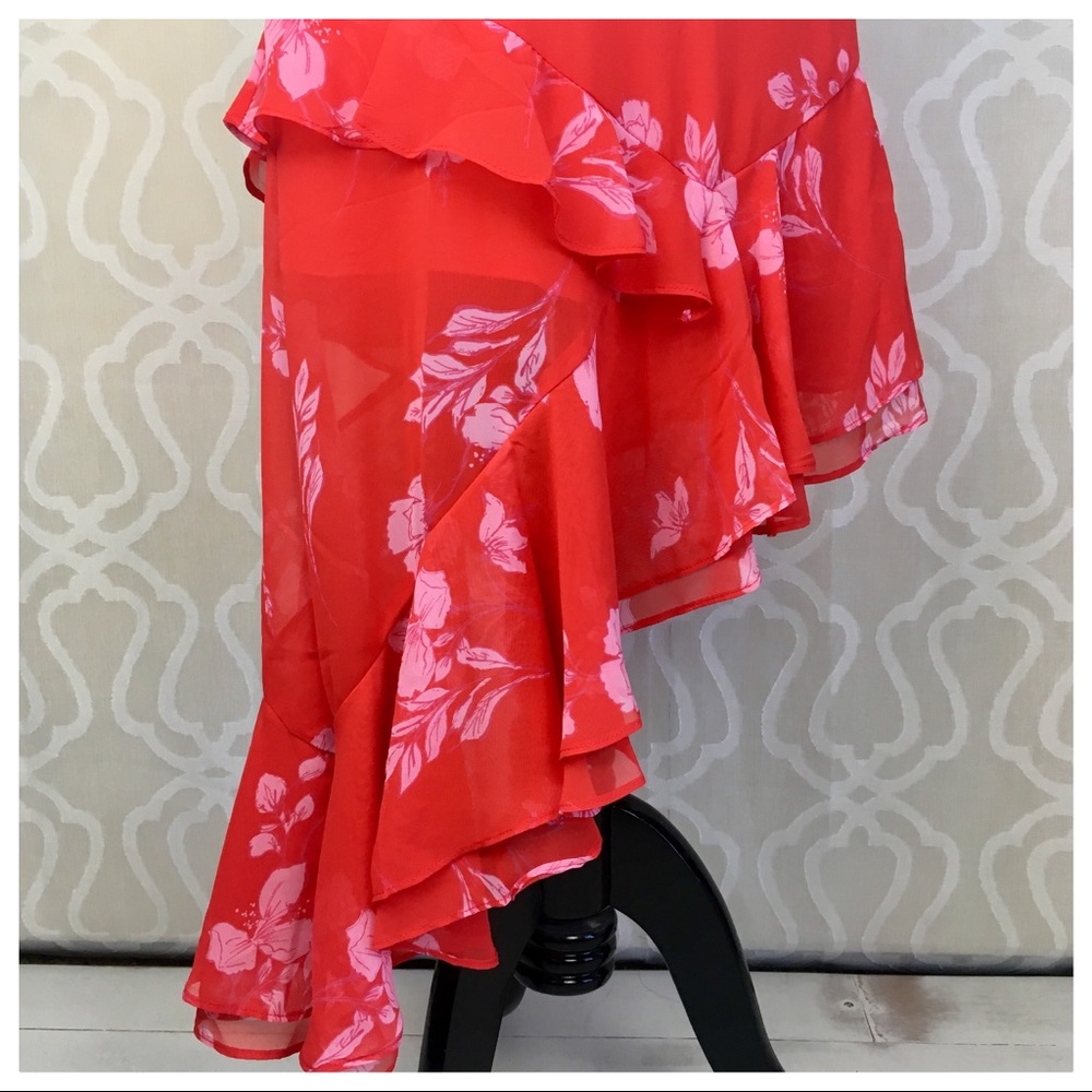*CLEARANCE* Red Floral Asymmetrical Skirt - Picture 7 of 8